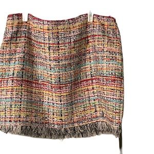 Forever 21 Skirt Multicolor Tweed Fringe Hem Mini
